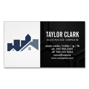 Real Estate Logo   Black Background Magnetic Business Card