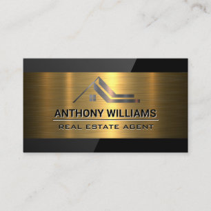 Real Estate Logo   Gold Metallic   Black Gloss Business Card