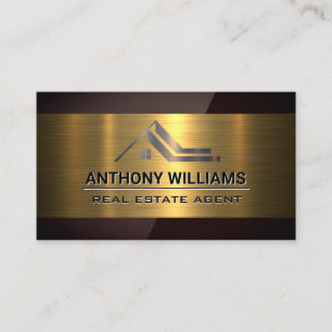 Real Estate Logo   Gold Metallic   Deep Red Gloss Business Card
