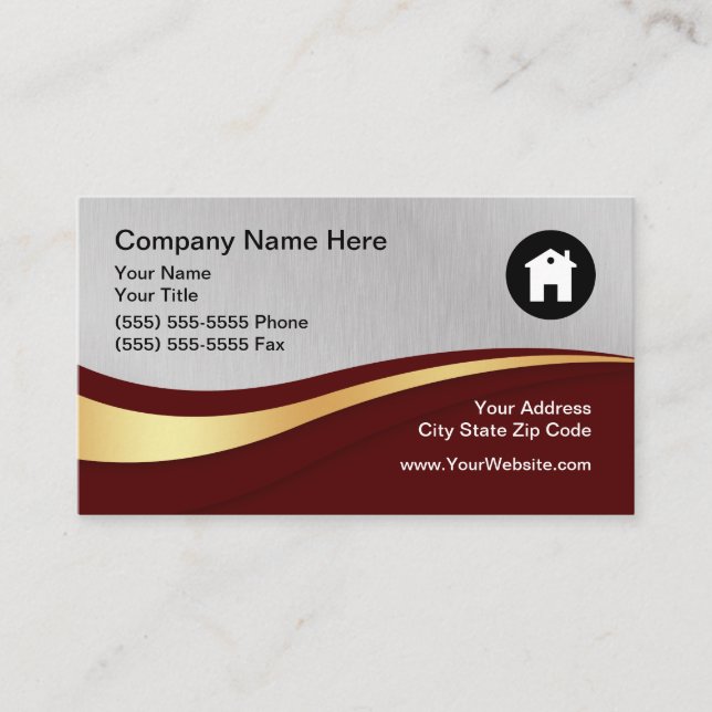Real Estate Logo | Metallic Black Business Card (Front)