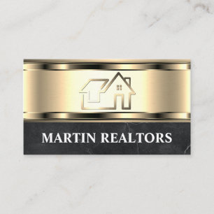 Real Estate Logo   Metallic Gold   Luxury  Business Card