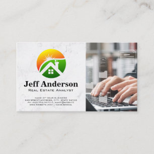 Real Estate Logo Person on Laptop Business Card