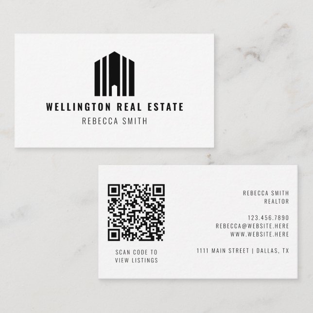 Real Estate Logo QR Code Listing Agent Realtor Business Card (Front/Back)