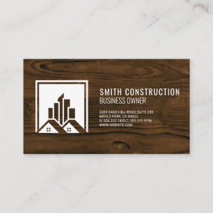 Real Estate Logo Wood Background Business Card