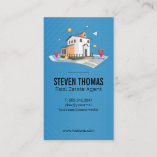 Real Estate Map Icons   Properties Business Card