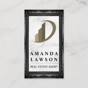 Real Estate Marble Antique Black Border Appointment Card