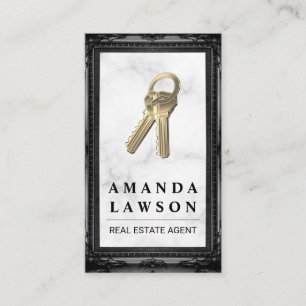 Real Estate   Marble   House Keys Black Frame Appointment Card