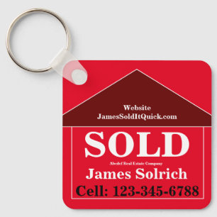 Real Estate MARKETING GIFT Name Script Modern Cool Keychain