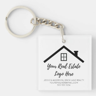 Real Estate Marketing Logo Contact Info Keychain