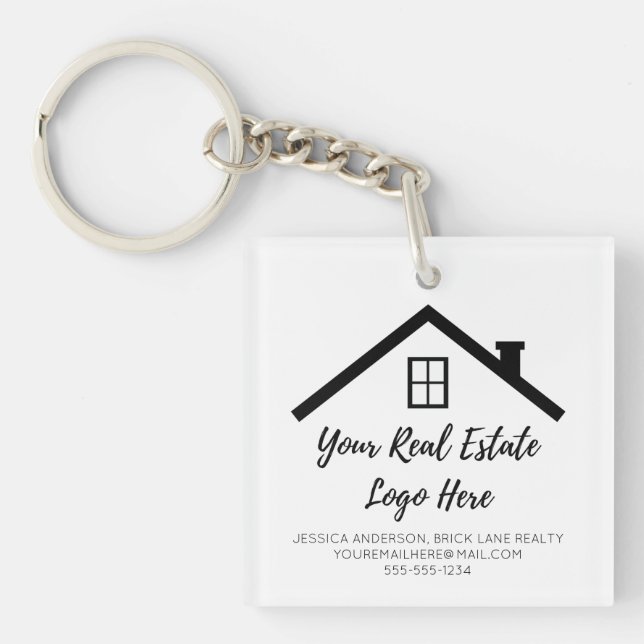 Real Estate Marketing Logo Contact Info Keychain (Front)