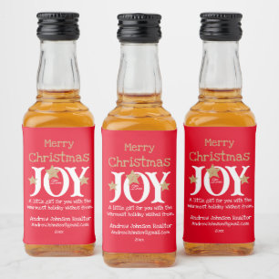Real Estate Merry Christmas Gift Cutest Red Liquor Bottle Label