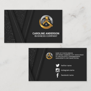 Real Estate Metal Icon   Social Media Icons Business Card