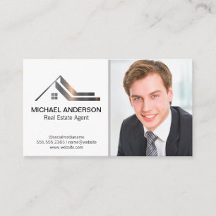 Real Estate Metal Logo   Business Man Card