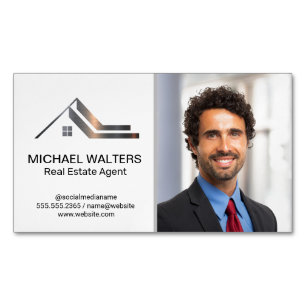 Real Estate Metallic Logo   Business Man Magnetic Business Card