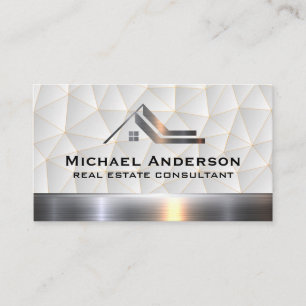 Real Estate Metallic Logo Geometric Background Business Card