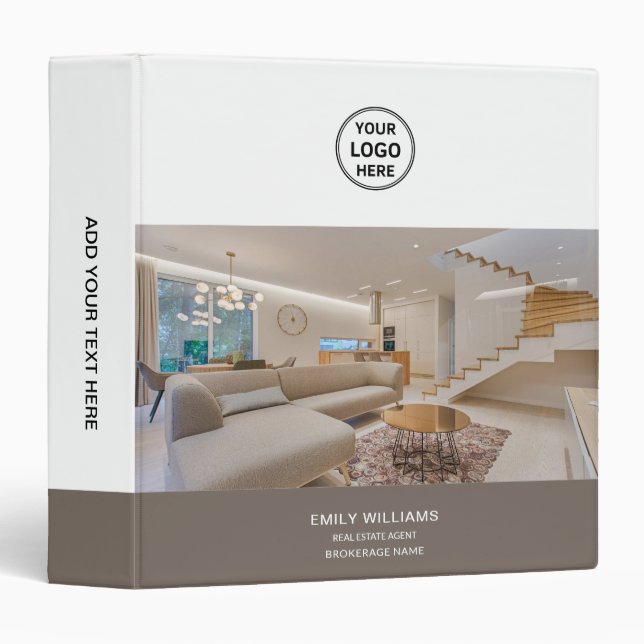 Real Estate Minimal Logo Photo QR Code Binder (Front/Spine)