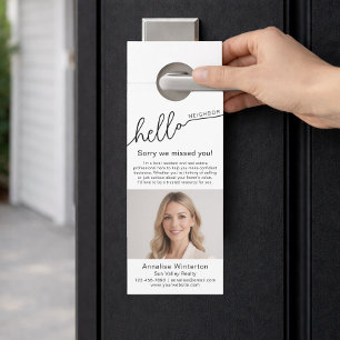 Real Estate Minimal Modern Black White Door Hanger
