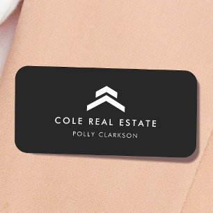 Real Estate Modern Black Listing Agent Realtor Name Tag