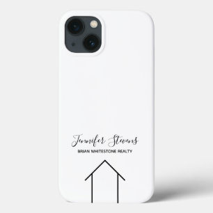 Real Estate Modern Black White Custom Realtor iPhone 13 Case