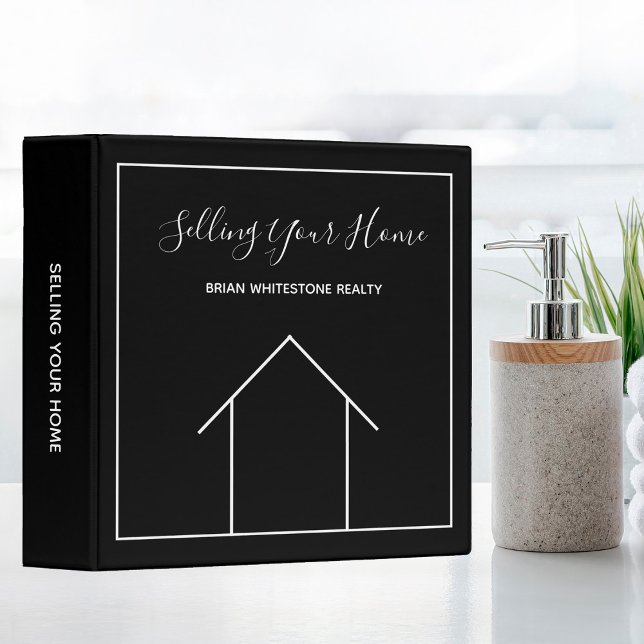 Real Estate Modern Black White Minimalist Realtor Binder (Creator Uploaded)