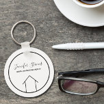 Real Estate Modern Chic Custom Realtor House Keychain<br><div class="desc">This modern realtor keychain is custom made with your realty company name under the the agent name in chic typography. This minimalist black and white key chain feature a simple line drawing of a house. Contemporary gift for an agent working to help you buy a home.</div>