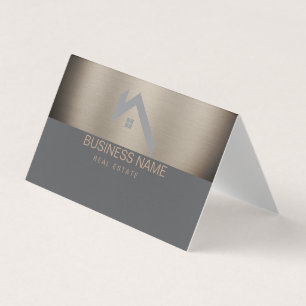 Real Estate Modern House Logo Black & Gold Business Card