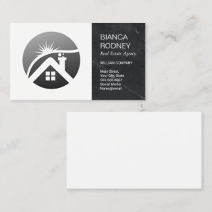 Real Estate Modern Logo   Black Marble Business Card