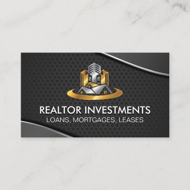 Real Estate Modern Logo | Commercial Properties Business Card (Front)