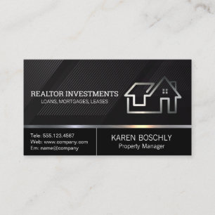 Real Estate Modern Logo Sleek Black Pattern Business Card