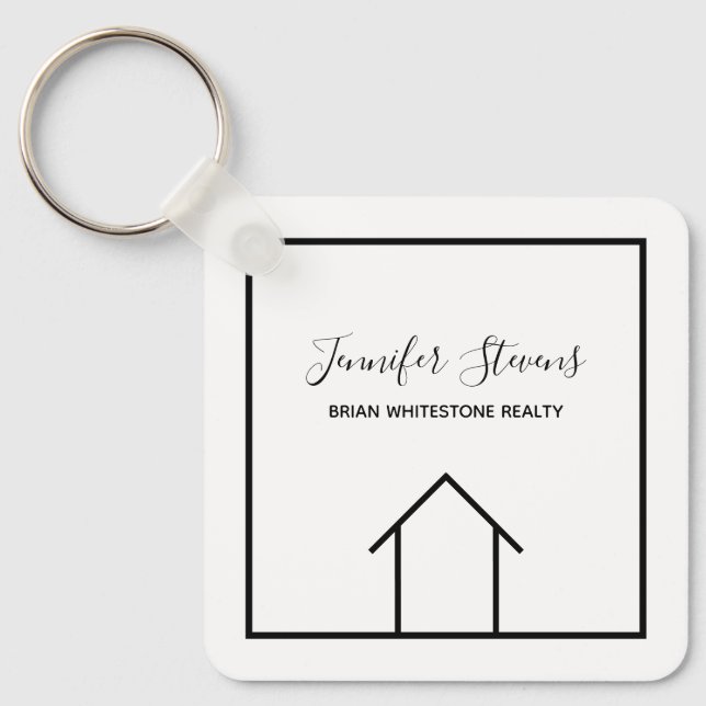 Real Estate Modern Personalized Open House Realtor Keychain (Front)