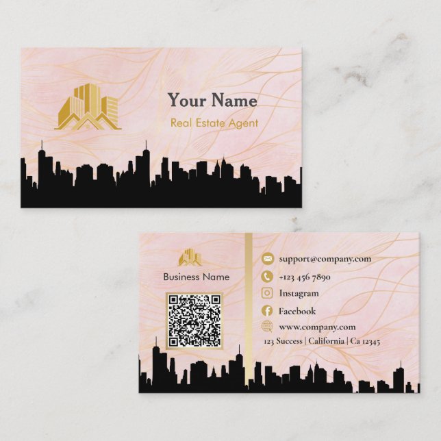 Real Estate Name Tag Badge Qr Code & Logo  (Front/Back)