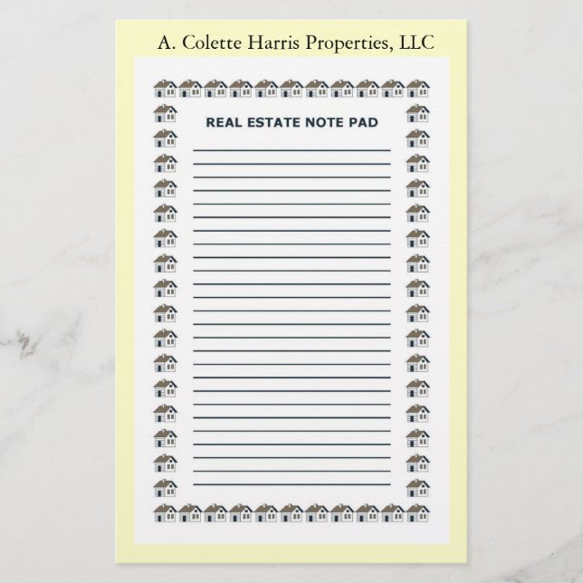 Real Estate Note Pad- Design 2 Stationery (Front)