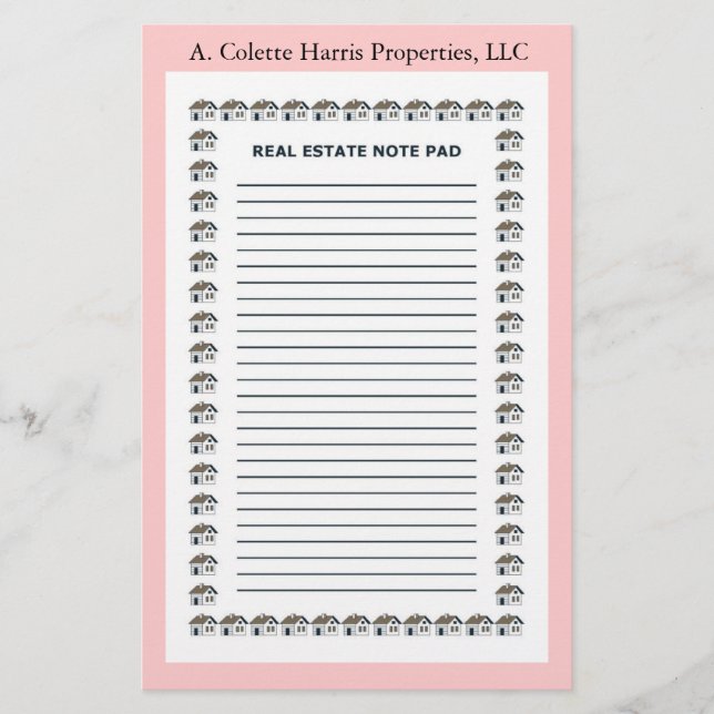 Real Estate Note Pad- Design 3 Stationery (Front)