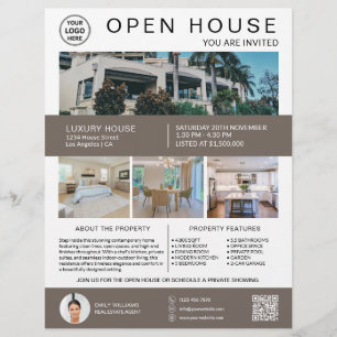 Real Estate Open House Logo Photo QR Flyer