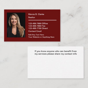 Real Estate Photo Portrait Professional  Business Card