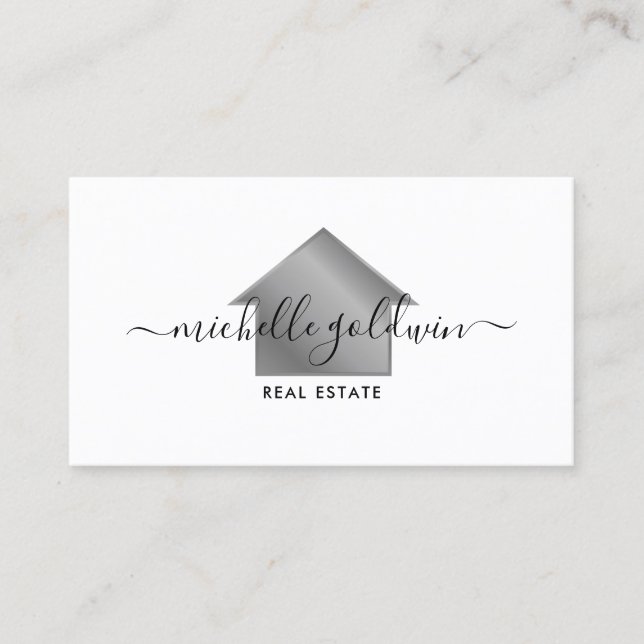Real Estate Professional Modern Script House Business Card (Front)