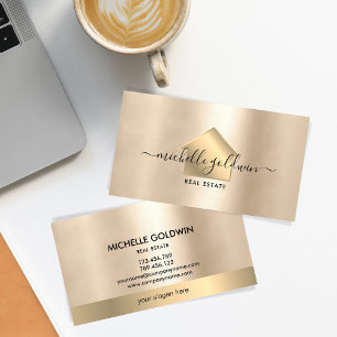 Real Estate Professional Modern Script House Logo Business Card