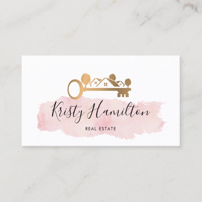 real estate professional realtor key add photo  bu business card (Front)