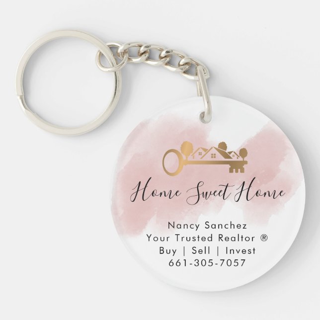 real estate professional realtor key add photo  bu keychain (Front)