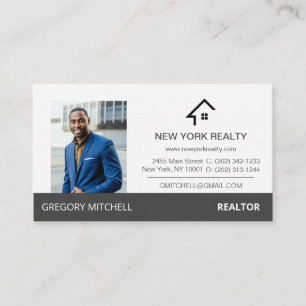 Real Estate Profile Grey and White Business Card