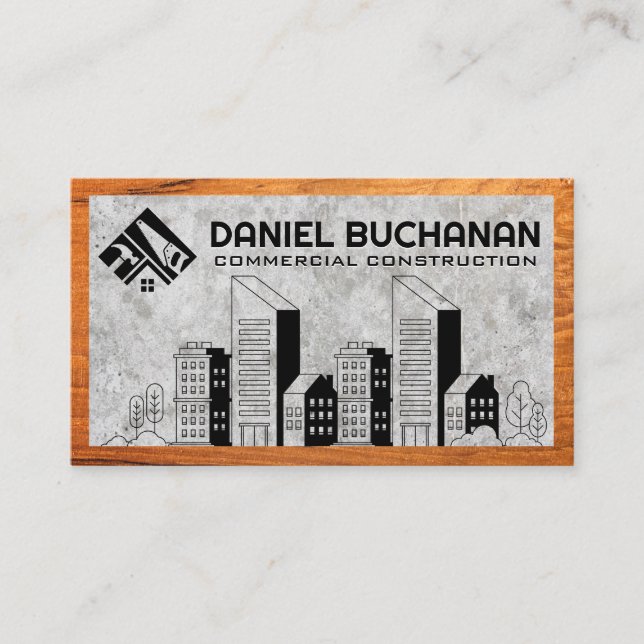 Real Estate Properties | Construction Build Logo Business Card (Front)