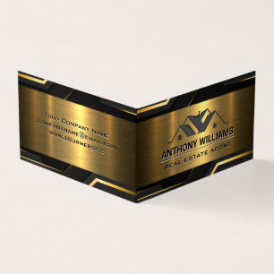 Real Estate Properties   Gold Black  Business Card