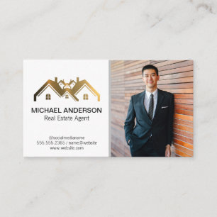 Real Estate Property Gold Logo   Business Man Card