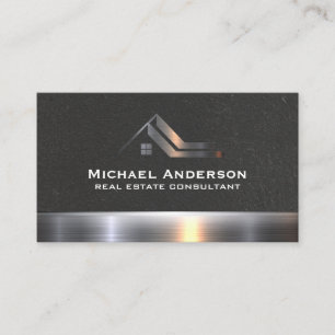 Real Estate Property Metallic Trim Business Card