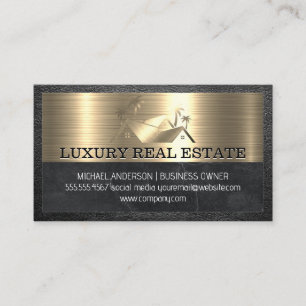 Real Estate Property   Palm Trees   Gold Metallic  Business Card