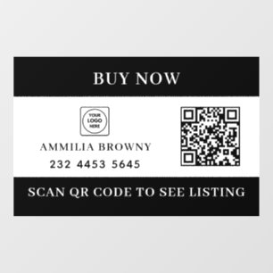 Real Estate QR   For Sale Listing Logo Display Window Cling
