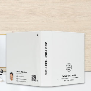 Real Estate Realtor Custom Logo Photo QR Binder