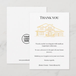Real Estate Realtor Thank You Card Elegant Gold
