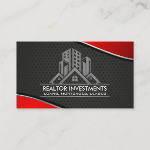 Real Estate    Red Metallic   Perforated Mesh Business Card