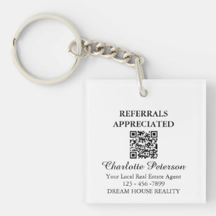 Real Estate Referral Gift Realtor QR Code Keychain